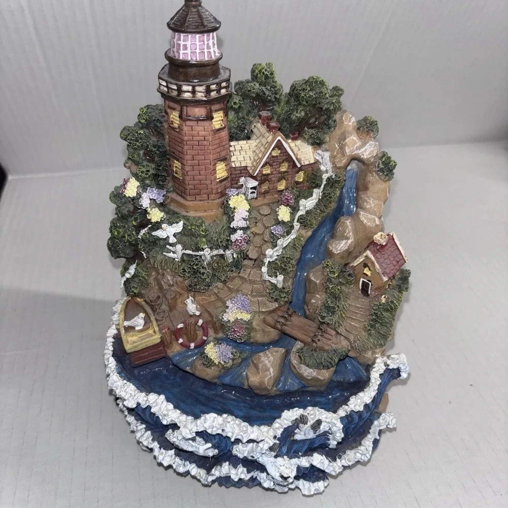 Vintage Lighted Lighthouse Waterfall Fountain Collectible Seagull Sounds 9